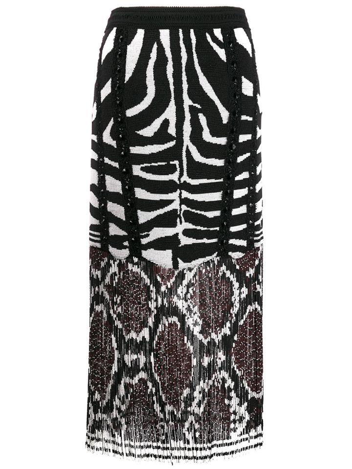 Amen Fringed Embellished Skirt - Black