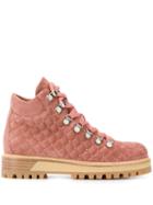 Le Silla Quilted Hiking Style Ankle Boots - Pink