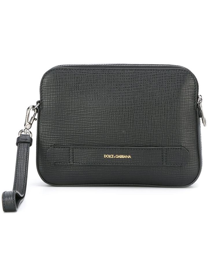 Dolce & Gabbana Square Clutch, Men's, Black, Calf Leather