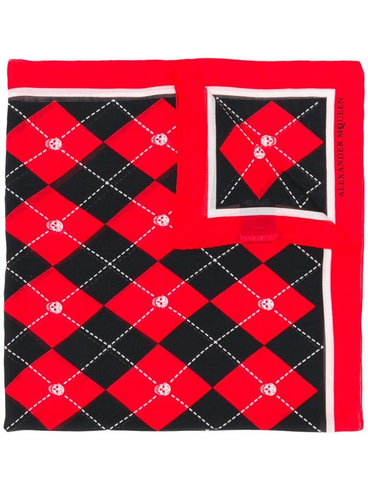 Alexander Mcqueen Argyle Design Scarf - Red