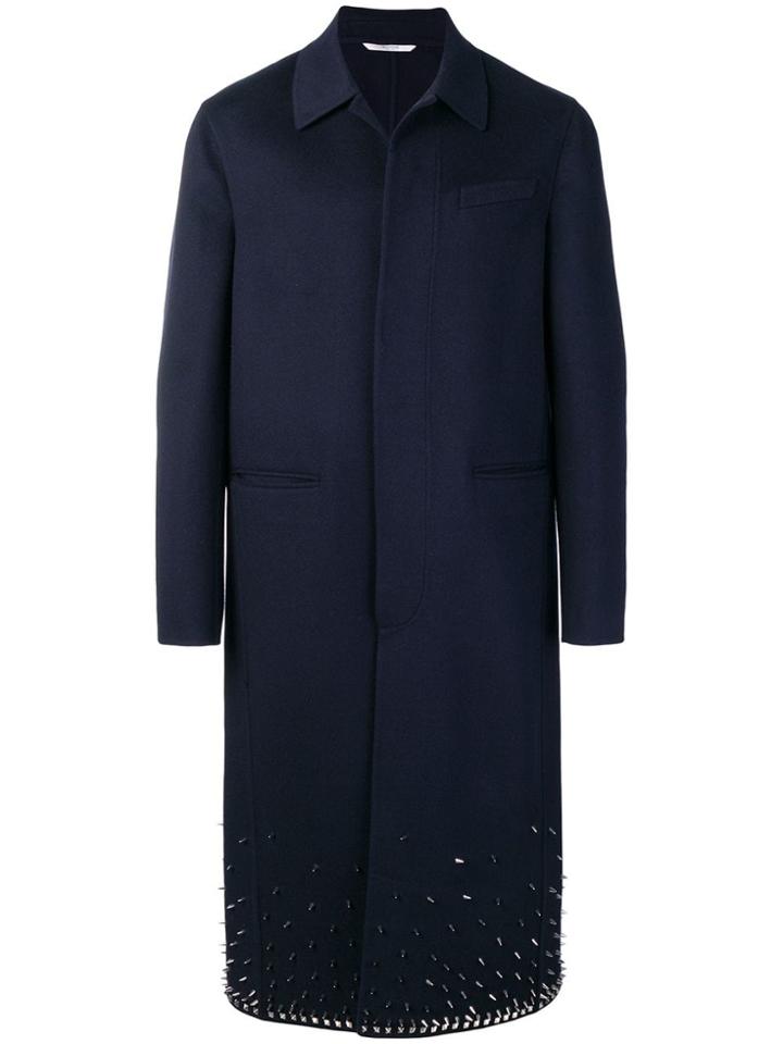 Valentino Studded Longline Coat - Blue