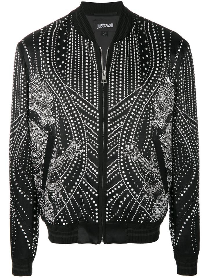 Just Cavalli Studded Bomber Jacket - Black