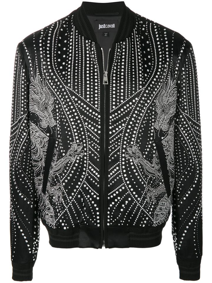 Just Cavalli Studded Bomber Jacket - Black