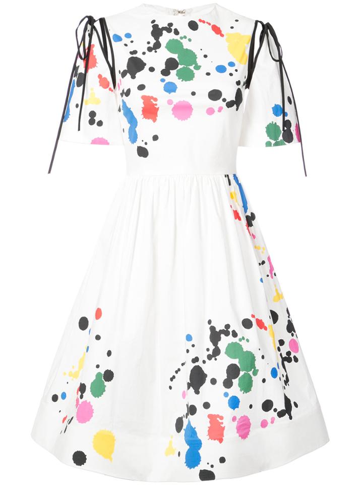 Oscar De La Renta Abstract Splatter Dress - White