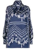 Valentino Logo Print Loose Blouse - Blue
