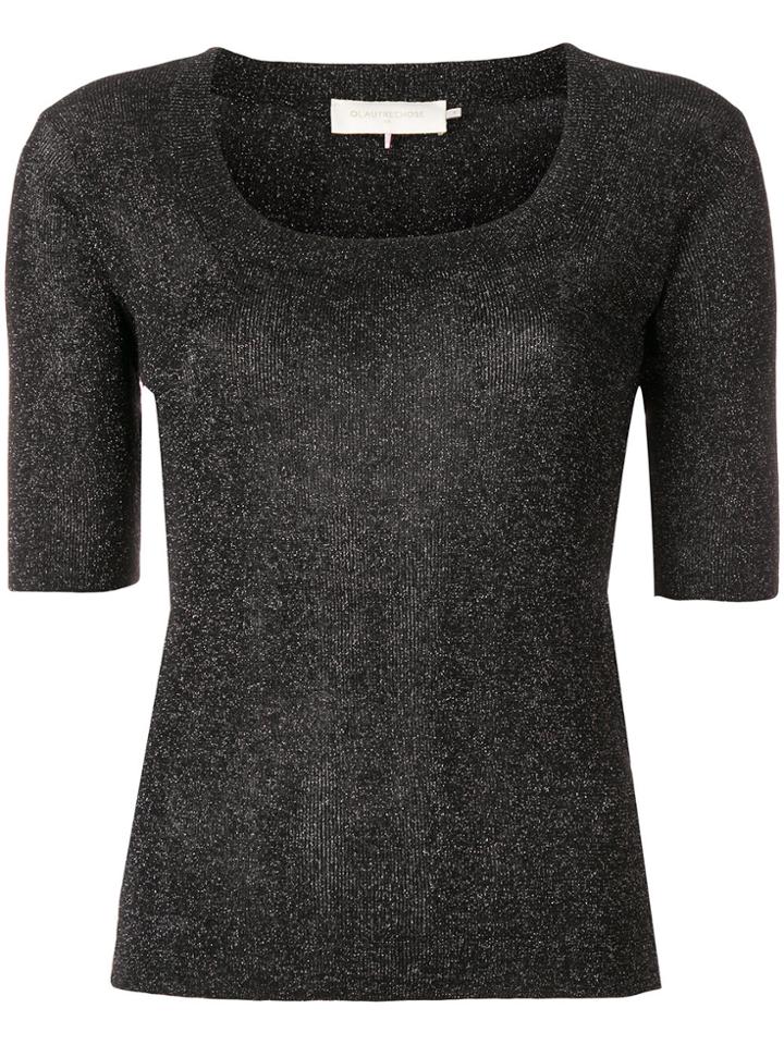L'autre Chose Metallic Thread Top - Black