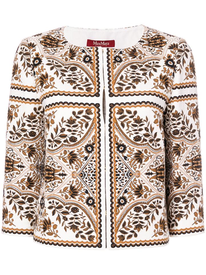 Max Mara Studio Short Printed Jacket - White