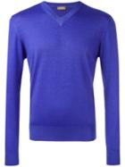 Cruciani V Neck Sweatshirt, Men's, Size: 56, Pink/purple, Silk/cashmere