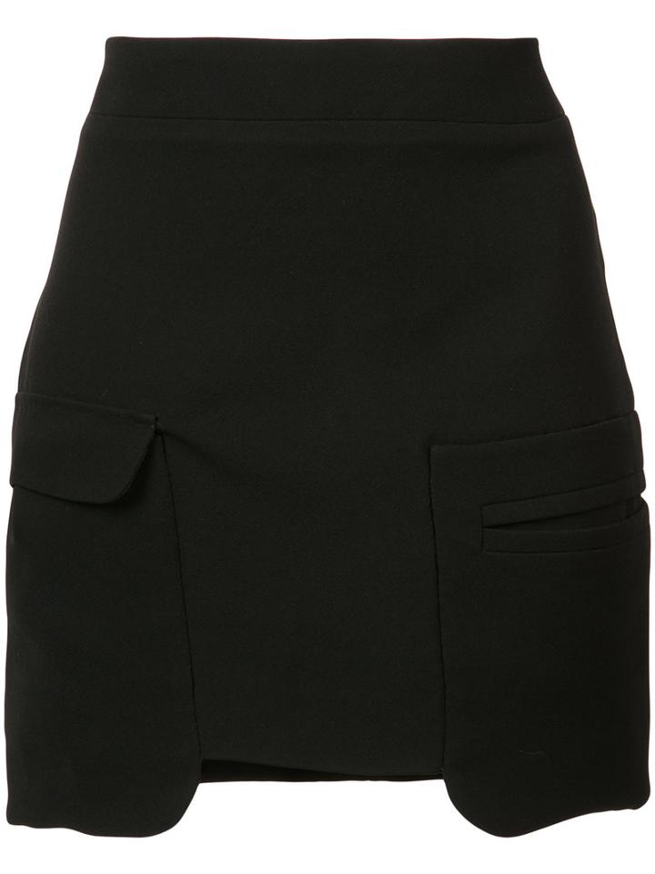 Les Animaux - Cut Off Pocket Skirt - Women - Cotton/acrylic/nylon/viscose - L, Women's, Black, Cotton/acrylic/nylon/viscose