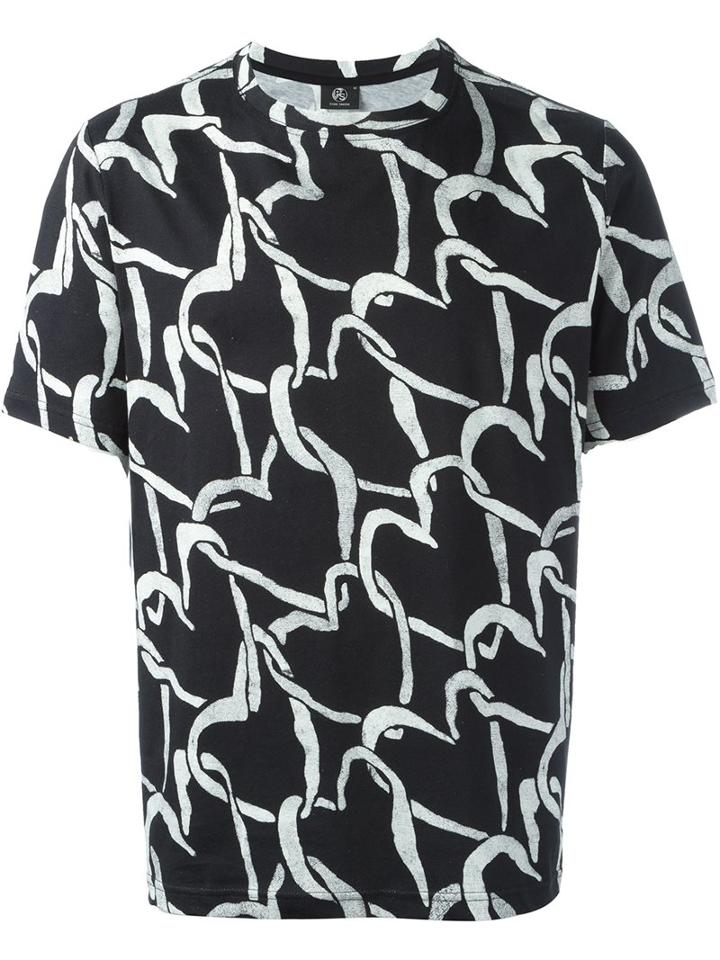 Ps By Paul Smith Heart Print T-shirt, Men's, Size: Medium, Black, Cotton