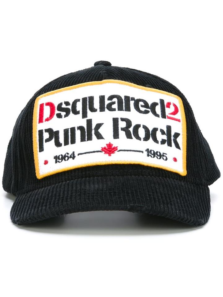 Dsquared2 'punk Rock' Patch Baseball Cap, Men's, Black, Cotton