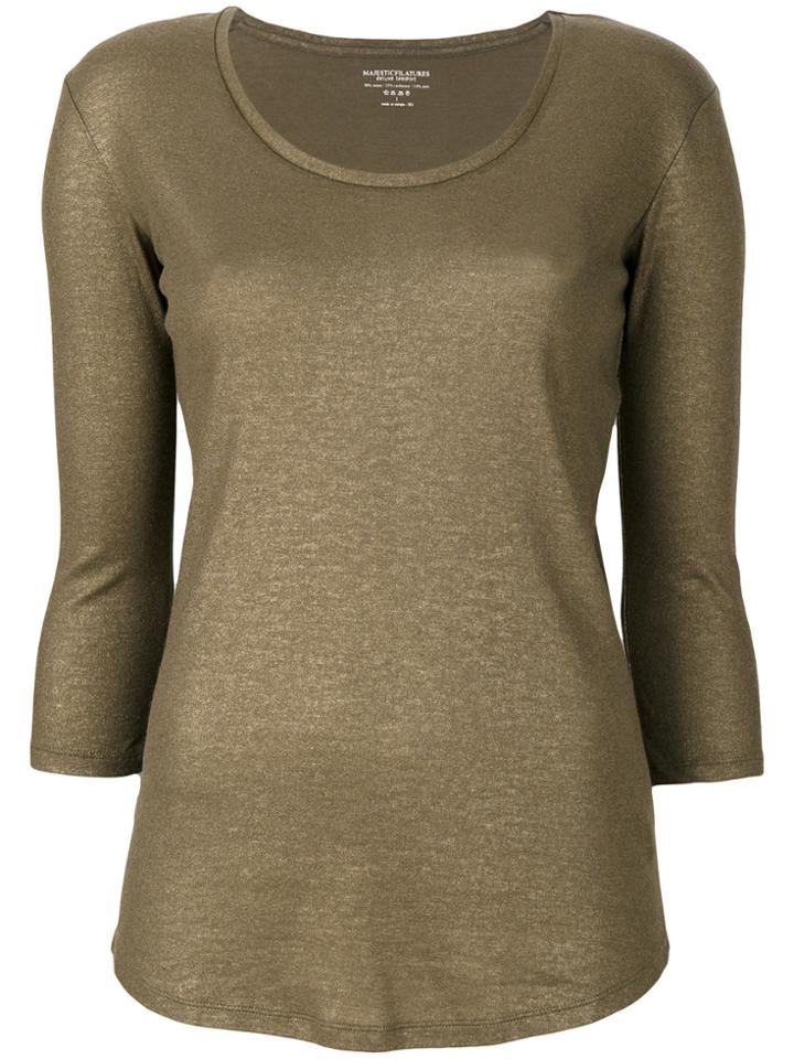 Majestic Filatures Round Neck Blouse - Yellow & Orange