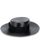 Saint Laurent Small Straw Boater Hat - Black