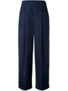 Salvatore Ferragamo - Wide-leg Trousers - Women - Cotton - 42, Blue, Cotton