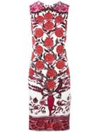 Roberto Cavalli - Rose Print Shift Dress - Women - Spandex/elastane/viscose - 46, Women's, Pink/purple, Spandex/elastane/viscose