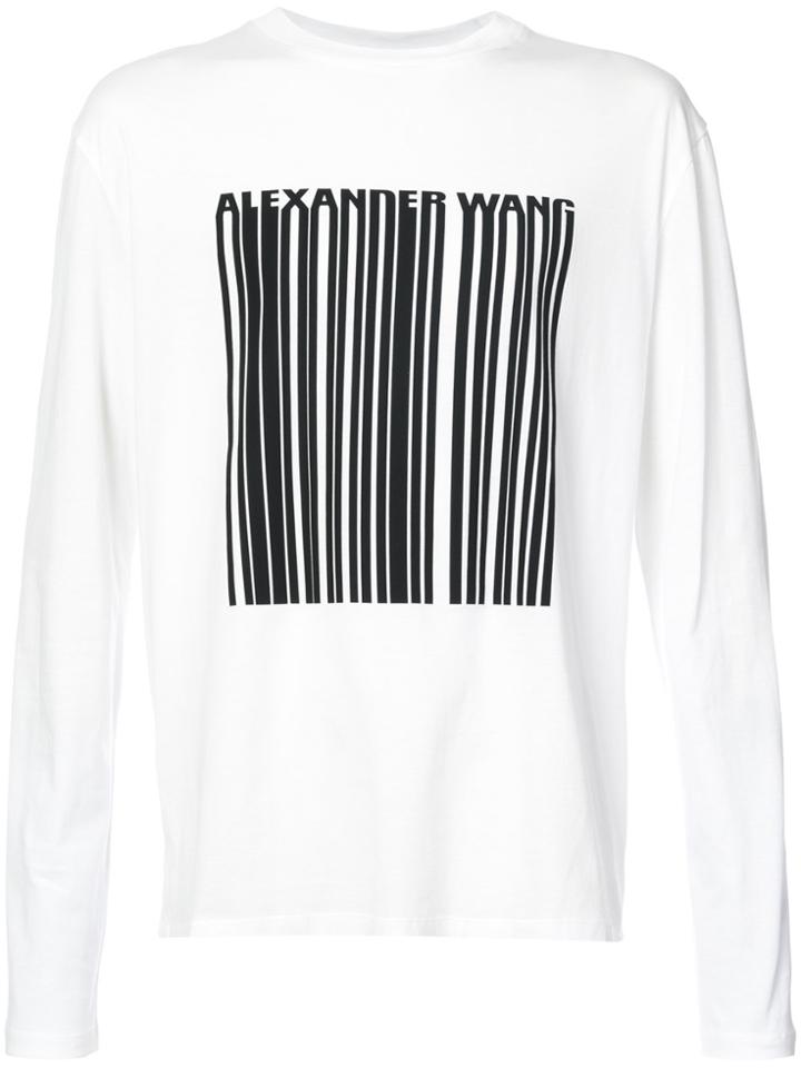 T By Alexander Wang Barcode Graphic Long-sleeved Top - White