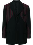 Comme Des Garçons Vintage Striped-panel Blazer - Black