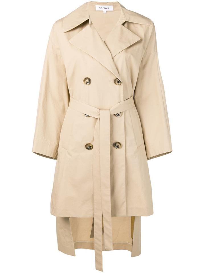 Enföld High Low Hem Trench Coat - Neutrals