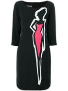 Boutique Moschino Silhouette Embroidered Dress - Black