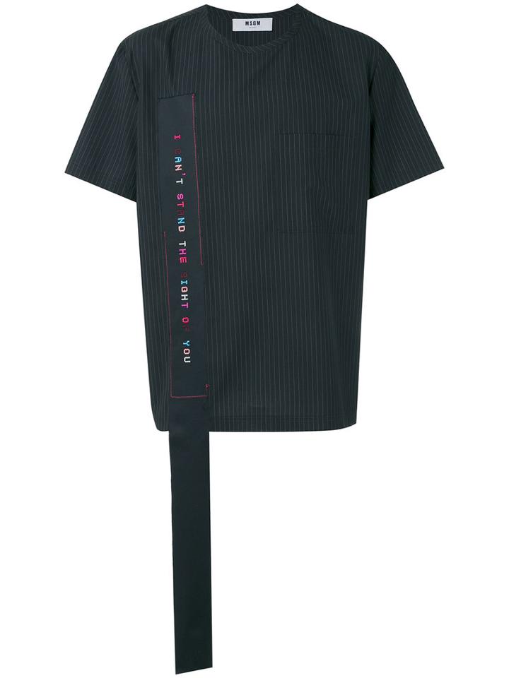 Msgm Slogan Patch T-shirt, Men's, Size: 48, Black, Polyester/viscose