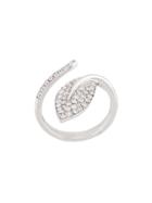 Mimi 18kt White Gold Foglia Leaf Diamond Ring - Silver