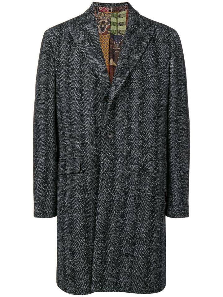 Etro Herringbone Single-breasted Coat - Grey