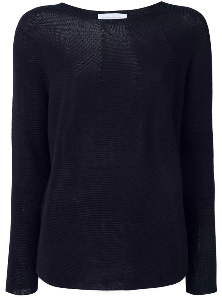 Christian Wijnants Scoop Neck Longsleeved Engineered Knit Top - Blue