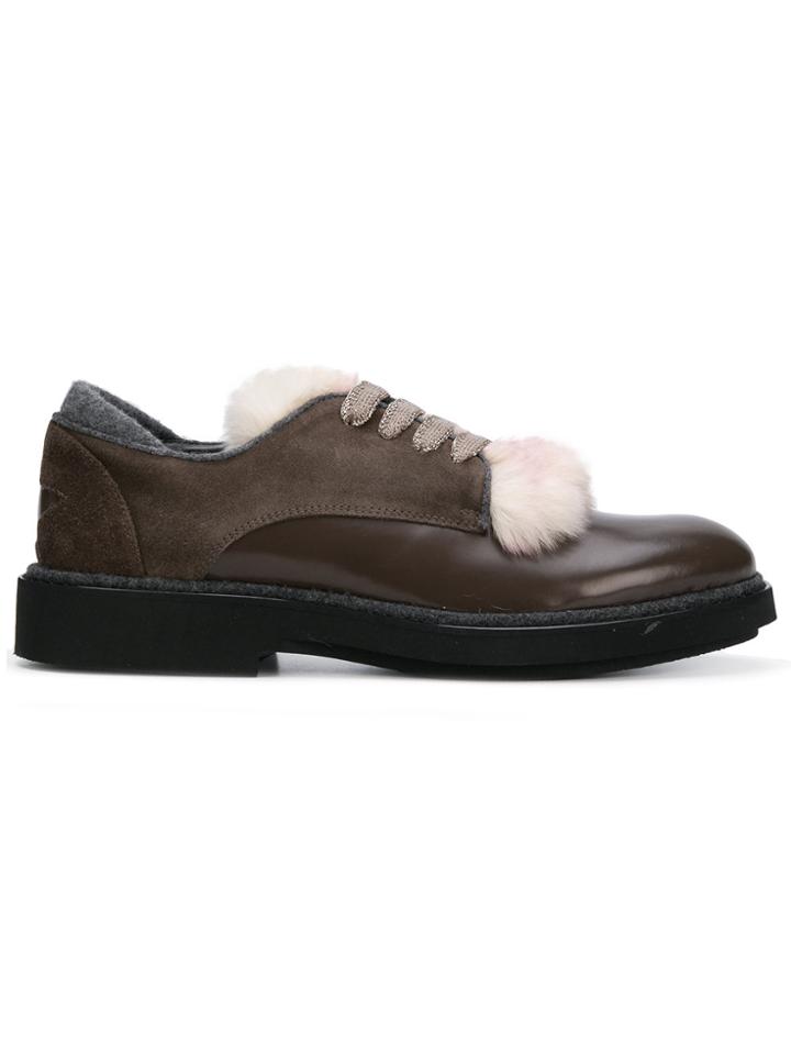 Lorena Antoniazzi Fur-trimmed Shoes - Brown