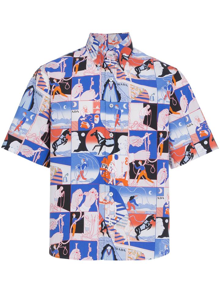 Prada Comic Rope Print Shirt - Blue