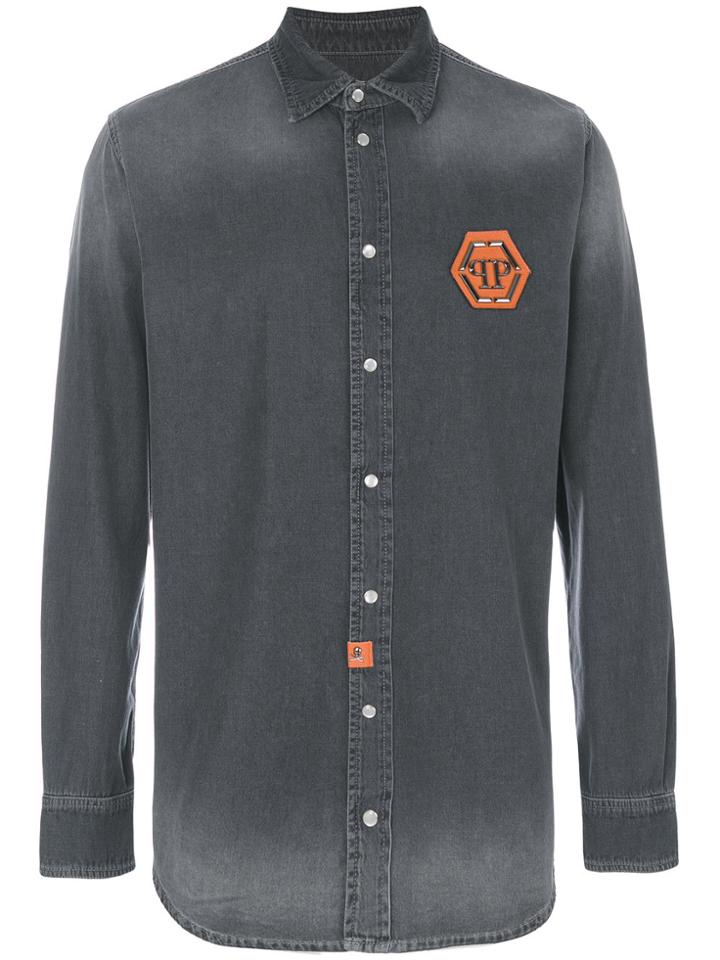 Philipp Plein Eisuche Denim Shirt - Grey