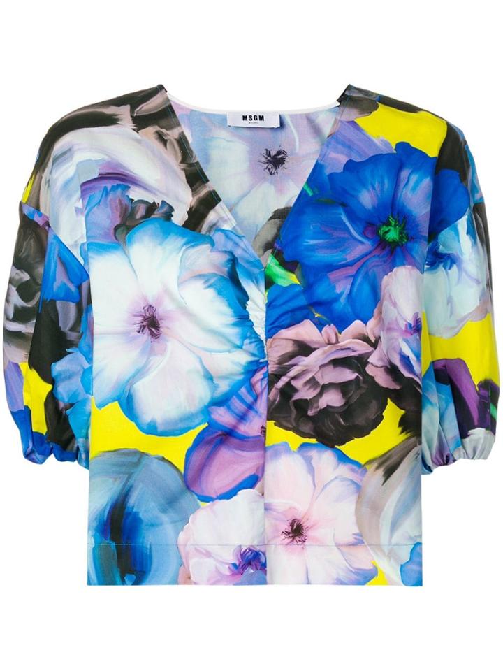 Msgm Blue Floral T-shirt