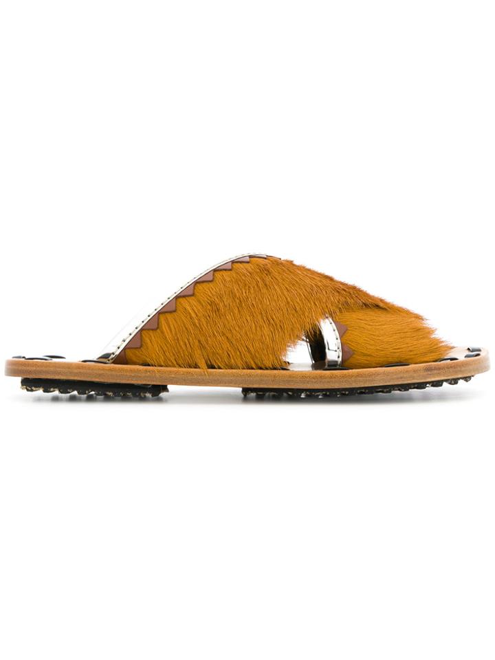 Marni Metallic Trim Sandals - Brown