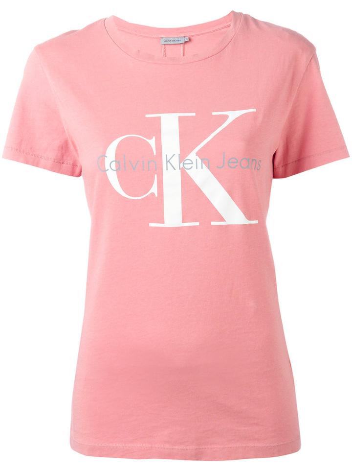 Calvin Klein Jeans Logo T-shirt, Women's, Size: Xs, Pink/purple, Cotton