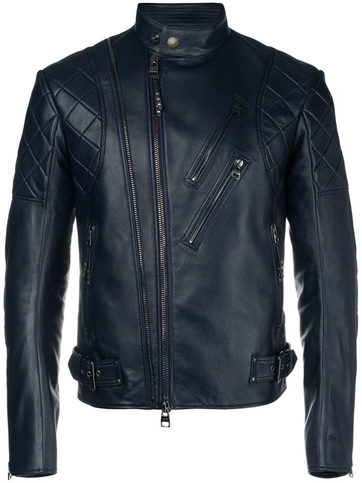 Alexander Mcqueen Quilted Leather Jacket - Blue