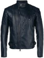 Alexander Mcqueen Quilted Leather Jacket - Blue