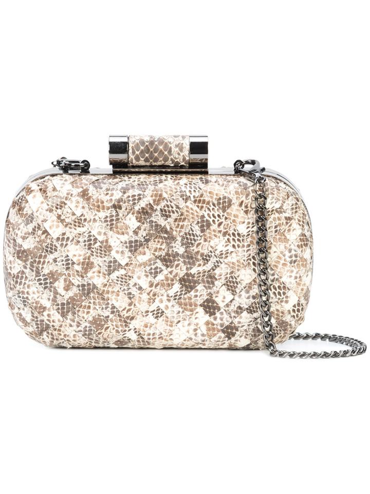 Inge Christopher Woven Snake-effect Minaudière - Nude & Neutrals