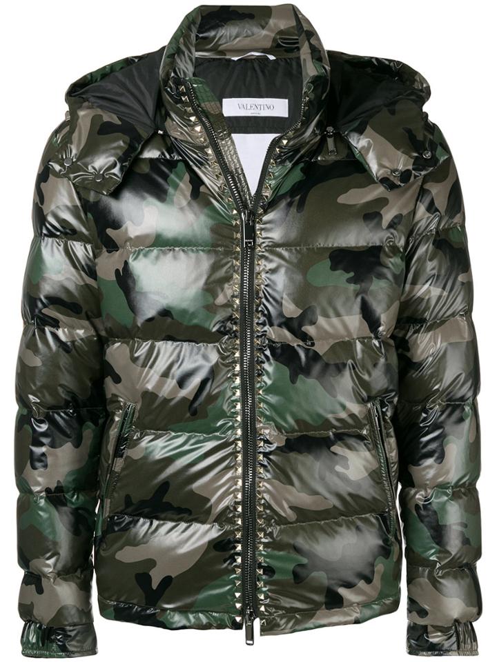 Valentino Camouflage Padded Jacket - Green