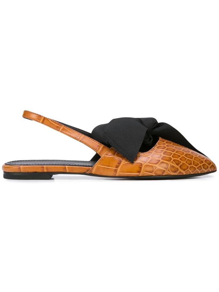 Marques'almeida Bow Detail Slingback Ballerinas - Neutrals