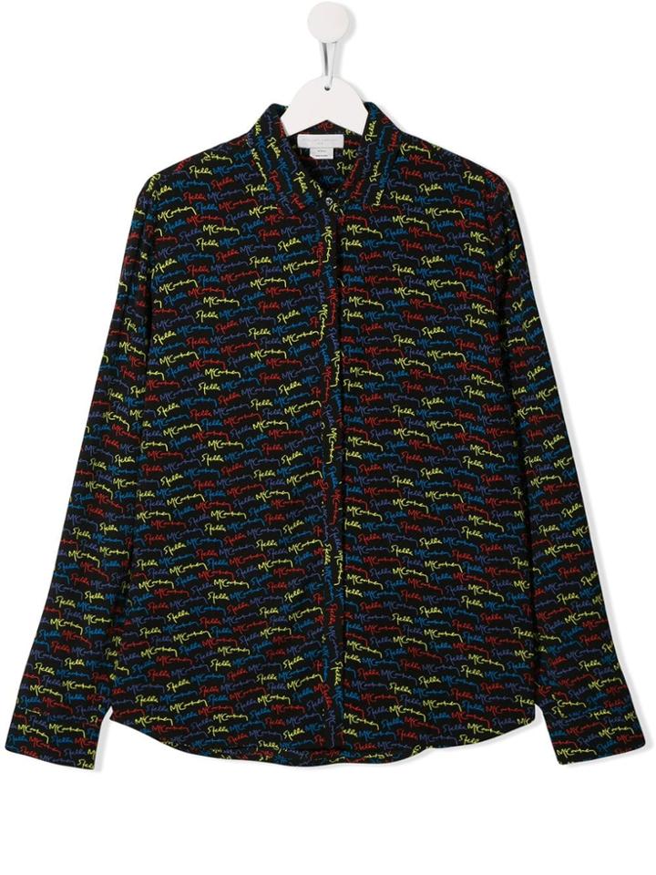 Stella Mccartney Kids Teen Logo Signature Print Shirt - Black