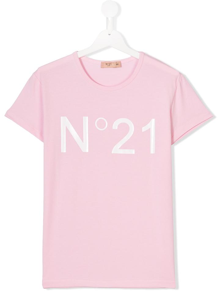 No21 Kids Logo Print T-shirt - Pink & Purple