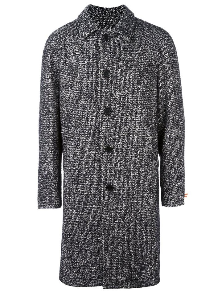 Msgm Single-breasted Coat, Men's, Size: 50, Black, Silk/cotton/polyamide/virgin Wool
