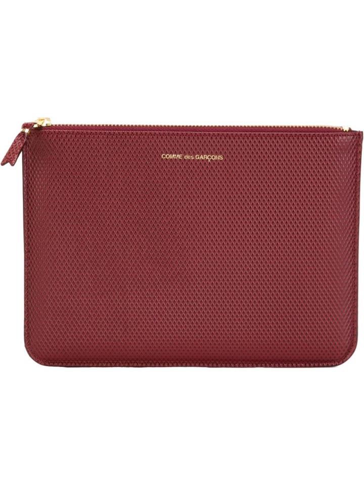 Comme Des Garçons Wallet Pebbled Zipped Coin Pouch - Red