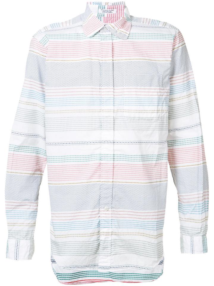 Engineered Garments Striped Shirt, Men's, Size: Large, White, Cotton