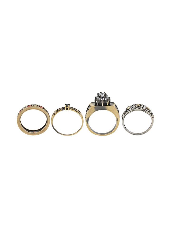 Iosselliani Club Africana Set Of Rings - Gold