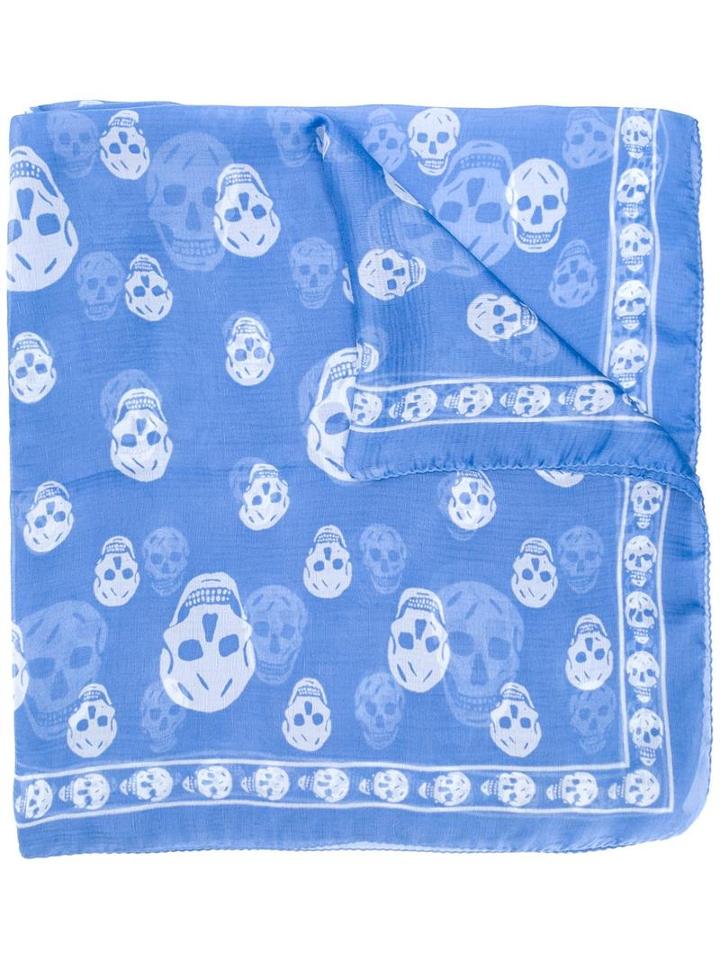 Alexander Mcqueen - Skull Scarf - Women - Silk - One Size, Blue, Silk