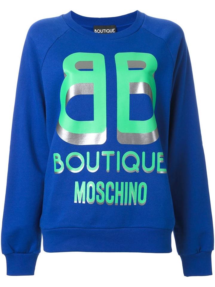 Boutique Moschino Logo Print Sweatshirt, Women's, Size: 44, Blue, Cotton