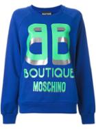 Boutique Moschino Logo Print Sweatshirt, Women's, Size: 44, Blue, Cotton