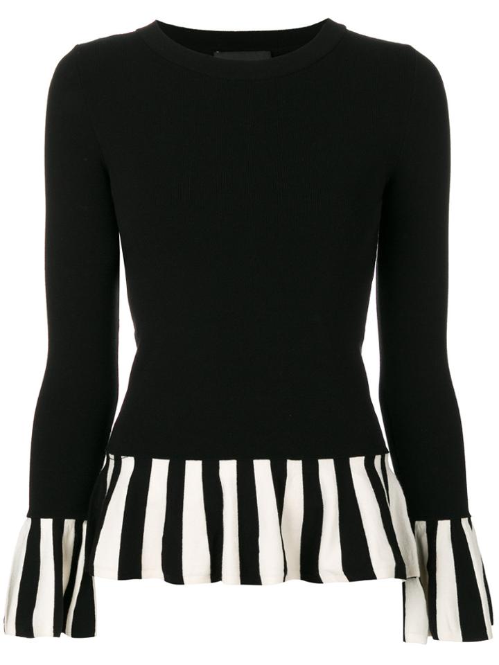 Boutique Moschino Striped Ruffle Jumper - Black