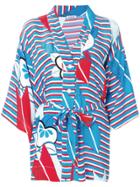 P.a.r.o.s.h. Striped Floral Kimono - Blue
