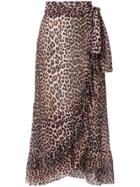 Ganni Leopard Wrap Skirt - Multicolour